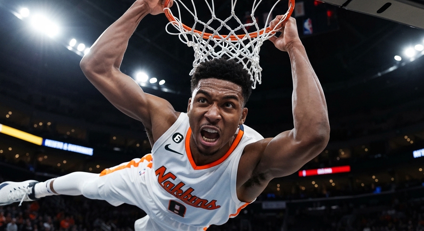 High-energy NBA dunk and NFL catch in blurred action.