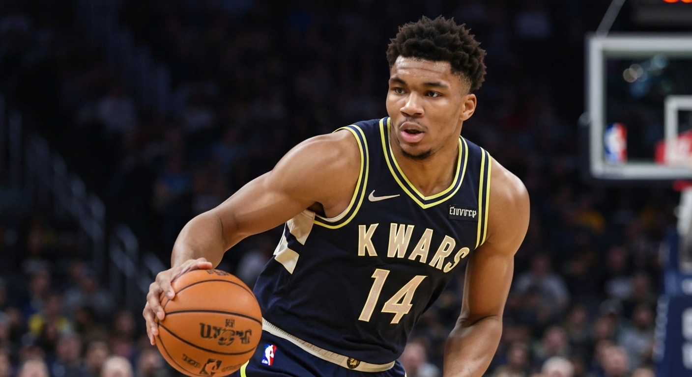 Giannis Antetokounmpo on a basketball court.