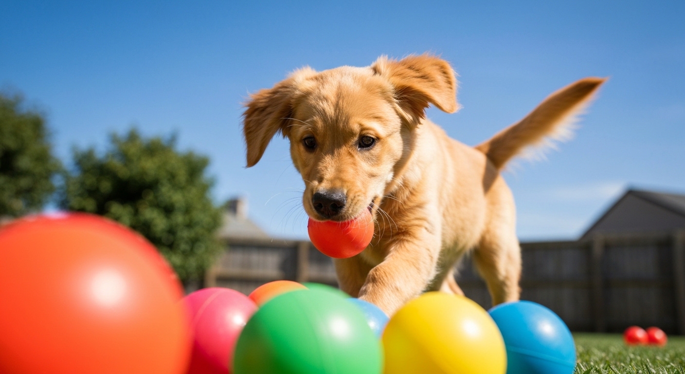 Happy golden retriever and fluffy cat playfully interacting with owner.